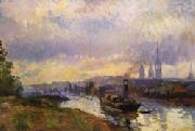 Albert Lebourg Tug Boats at Rouen oil painting